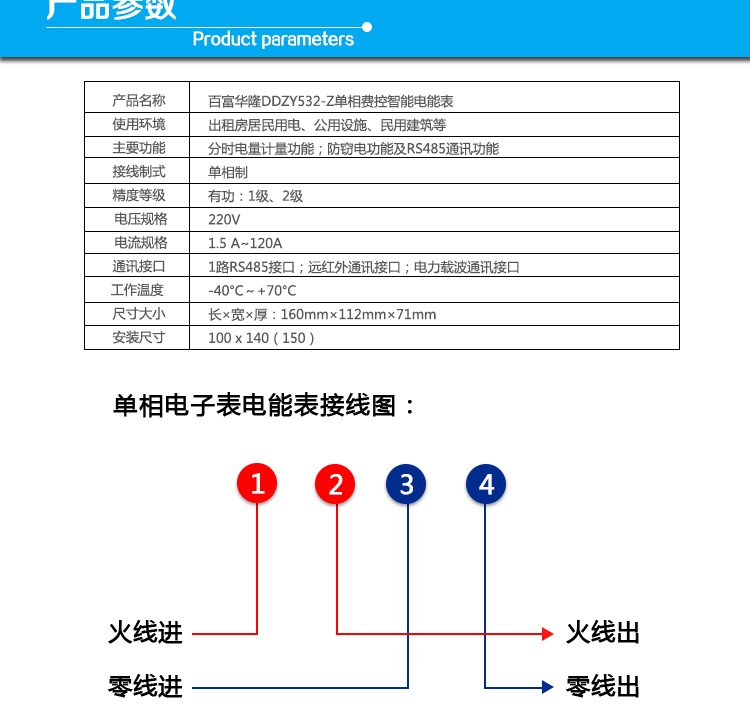  杭州百富華隆DDZY532-Z單相遠程費控智能電能表產(chǎn)品參數(shù)